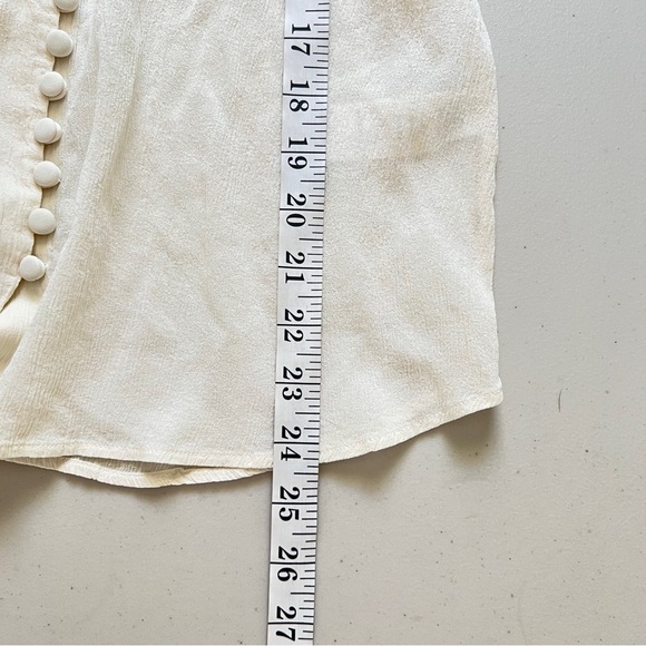 FRAME Denim 100% Silk Victorian Ruffle Blouse Off White Romantic Business L - Picture 8 of 10